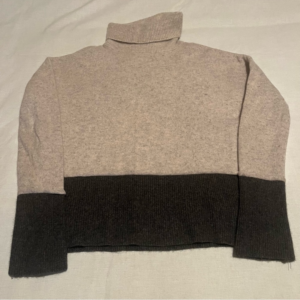 Knyt & Lynk Womens Cashmere Sweater Black Gray Long Sleeve Pullover Turtleneck